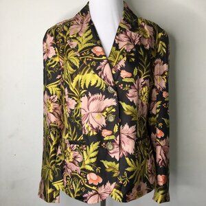 James Coviello for Spiegel Floral Tropical 100% Silk Blazer Jacket Size 12